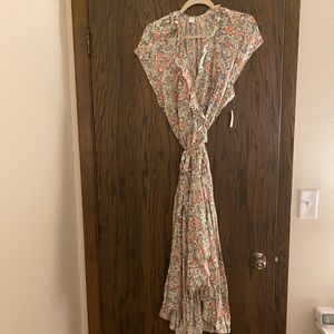 NWT Old Navy Ruffled Tie-Belt Midi Wrap Dress Size XL